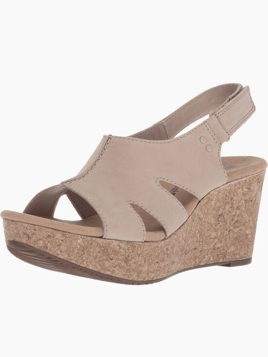 Clarks Shoes - NEW! Clarks Collection Annadel Bari Sand/Natural Suede Wedge Platform Sandal 6